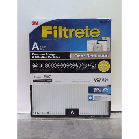 3M Filtrete TRUE HEPA Air Purifier FILTER 1150096 Size A Premium (90) - Picture 1 of 9